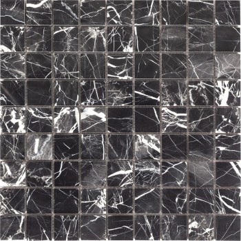 Nero Marquina Pol 30  Мраморная мозаика Orro 305x305 мм