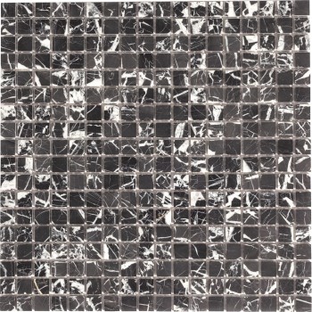 Nero Marquina Pol 15 Мраморная мозаика Orro 305x305 мм