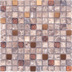 K-716 Мозаика из мрамора и металла NS 298x298 мм