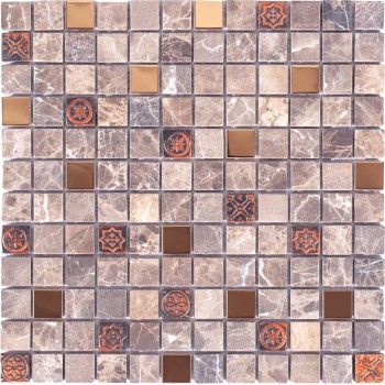 K-716 Мозаика из мрамора и металла NS 298x298 мм