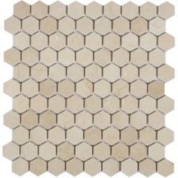 Crema Marfil MAT hex 18x30x6 Мраморная мозаика  Crema Marfil MAT hex Caramelle 295x305 мм