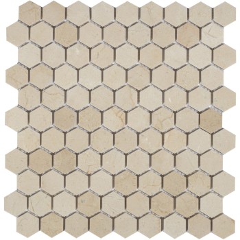 Crema Marfil MAT hex 18x30x6 Мраморная мозаика  Crema Marfil MAT hex Caramelle 295x305 мм