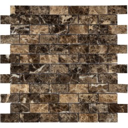Emperador Dark POL 23x48x4 Мраморная мозаика  Pietrine Emperador dark POL 23x48x4 Caramelle 298x298 мм