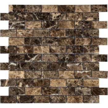 Emperador Dark POL 23x48x4 Мраморная мозаика  Pietrine Emperador dark POL 23x48x4 Caramelle 298x298 мм