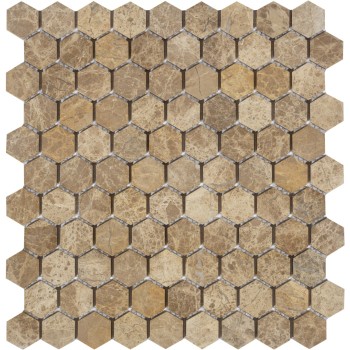 Emperador light MAT hex 18x30x6 Мраморная мозаика  Emperador light hex Caramelle 295x305 мм