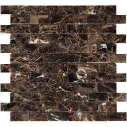 Emperador Dark POL 23x48x7 Мраморная мозаика  Pietrine Emperador dark POL 23x48x7 Caramelle 298x298 мм