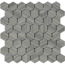 Marmara grey POL hex 23x40x6 Мраморная мозаика  Marmara grey POL hex Caramelle 292x298 мм