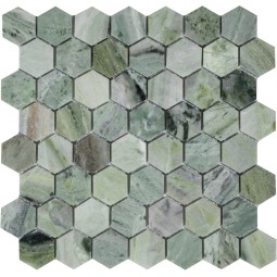 Onice Verde oliva POL hex  23x40x7  Мраморная мозаика Caramelle 292x289 мм