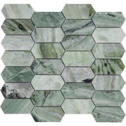 Onice Verde oliva POL  long hex 38x86x7 Мраморная мозаика Caramelle 278x304 мм
