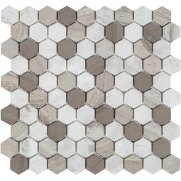 Pietra Mix 3 MAT hex 18x30x6 Мраморная мозаика  Mix 3 MAT hex Caramelle 295x305 мм