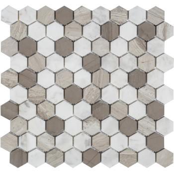Pietra Mix 3 MAT hex 18x30x6 Мраморная мозаика  Mix 3 MAT hex Caramelle 295x305 мм