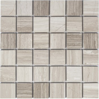 Travertino Silver POL 48x48x7 Мраморная мозаика Caramelle 305x305 мм