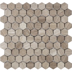 Travertino silver MAT hex 18x30x6 Мозаика из травертина  Travertino silver MAT hex Caramelle 295x305 мм