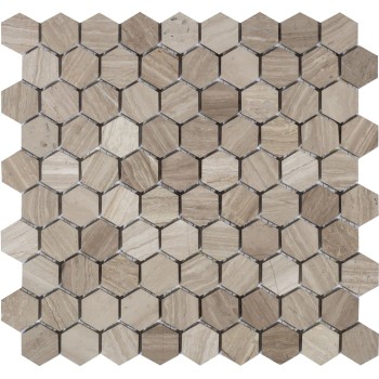 Travertino silver MAT hex 18x30x6 Мозаика из травертина  Travertino silver MAT hex Caramelle 295x305 мм