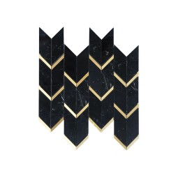 Atlantida Black Мраморная мозаика с латунными вставками Orro 322.5х305 мм