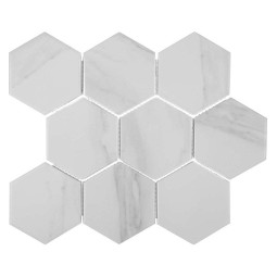 Porcelain Hexagon Carrara 95 Керамическая мозаика Философия мозаики 256x295 мм