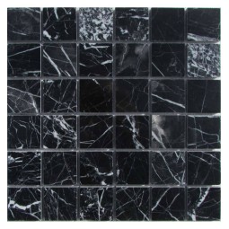 M081-48-8P Nero Marquina Мраморная мозаика Философия мозаики 305x305 мм