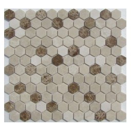Hexagon Cream Мраморная мозаика Философия мозаики 295x280 мм