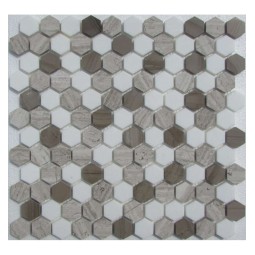 Hexagon Dark Grey Мраморная мозаика Философия мозаики 295x280 мм