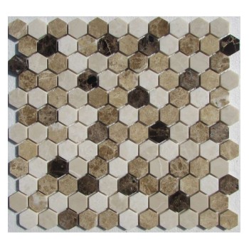 Hexagon Mix Emperador Мраморная мозаика Философия мозаики 295x280 мм Hexagon Mix Emperador Мраморная мозаика Философия мозаики 295x280 мм