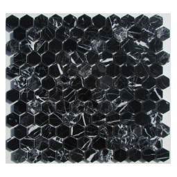 Hexagon Nero Marquina Мраморная мозаика Философия мозаики 295x280 мм