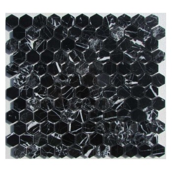 Hexagon Nero Marquina Мраморная мозаика Философия мозаики 295x280 мм