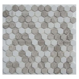 Hexagon White-Grey Мраморная мозаика Философия мозаики 295x280 мм