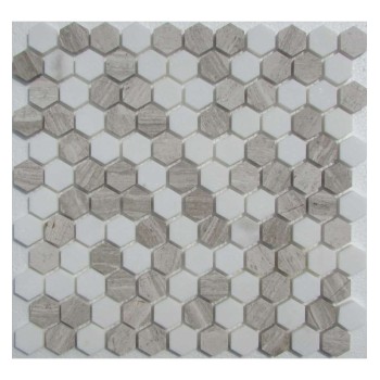 Hexagon White-Grey Мраморная мозаика Философия мозаики 295x280 мм Hexagon White-Grey Мраморная мозаика Философия мозаики 295x280 мм