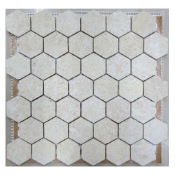 Hexagon Travertine 48 Мозаика из травертина Философия мозаики 300x300 мм
