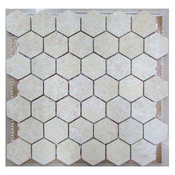 Hexagon Travertine 48 Мозаика из травертина Философия мозаики 300x300 мм Hexagon Travertine 48 Мозаика из травертина Философия мозаики 300x300 мм