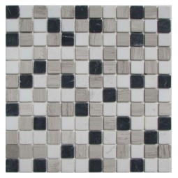 Mix Black Grey 23-4T (MIX 4) Мраморная мозаика Философия мозаики 305x305 мм