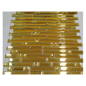 Mirror Stripes Gold Зеркальная мозаика Философия мозаики 300x300 мм