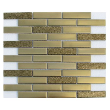 Stripes Matt Gold 2-2 Металлическая мозаика Философия мозаики 300x300 мм