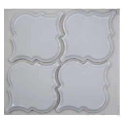 Porcelain Arabesko Bevel White 160 Керамическая мозаика Философия мозаики 218x218 мм
