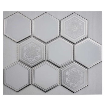 Porcelain Hexagon Carrara Decor 95 Керамическая мозаика Философия мозаики 258x295 мм