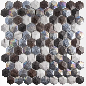 Hex Forest Mix Стеклянная мозаика Старопетровское 317x307 мм